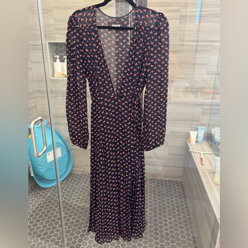 Vintage Reformation Floral Wrap Maxi Dress